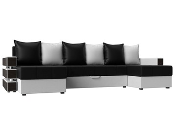 П-образный диван Венеция боннель, Черный\Белый (Экокожа) в Пензе