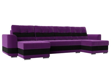 П-образный диван Честер, Фиолетовый/черный (вельвет) в Пензе