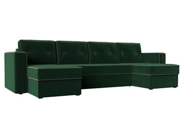 П-образный диван Принстон, Зеленый\Коричневый (Велюр) боннель в Пензе