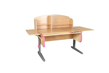 Детский стол-трансформер 1/75-40 (СУТ.25) + Polka_b 1/550 (2 шт.) + Polka_n 1/1200 бежевый/серый/розовый в Пензе