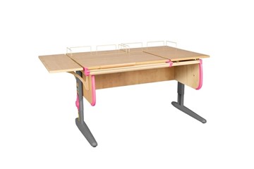 Детский стол-трансформер 1/75-40 (СУТ.25) + Polka_z 1/600 (2 шт.) + Polka_b 1/550 бежевый/серый/розовый в Пензе