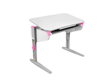 Детский стол-трансформер 5/100 (СУТ. 46) Белый/Серый/Розовый с лотком в Пензе