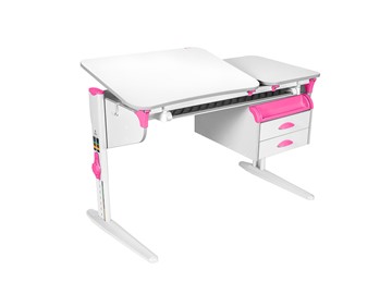 Детский стол-трансформер 5/75-40 СУТ.45 с лотком+ Tumba 3  Рамух белый/белый/розовый в Пензе