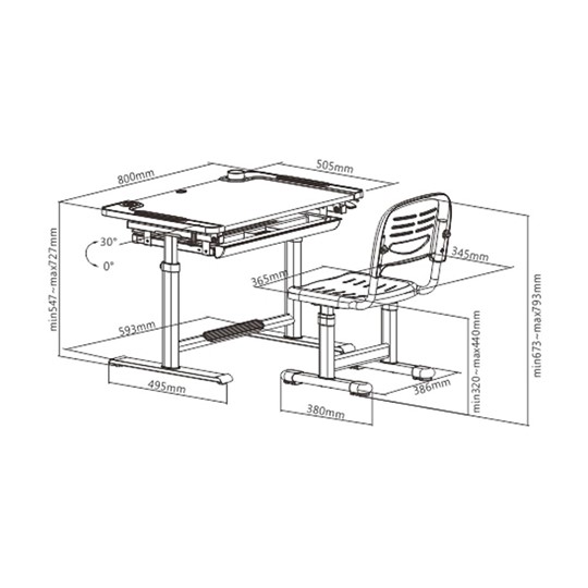 Растущая парта + стул Littonia Grey FUNDESK (c лампой и подставкой) в Пензе - изображение 8