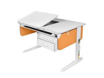 Детский стол-трансформер L/70-45 (СУТ.62)  + Tumba 8 белый-оранжевый/белый/белый с лотком в Пензе