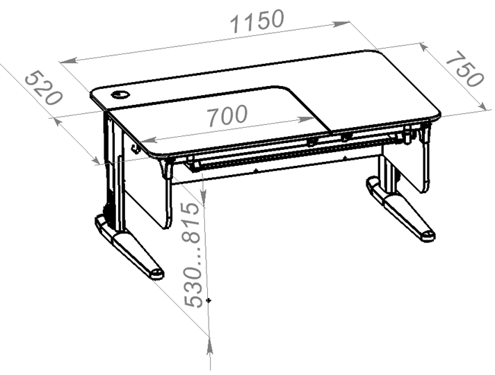 Растущий стол L/70-45 (СУТ 62) с лотком, белый/белый/лайм в Пензе - изображение 1