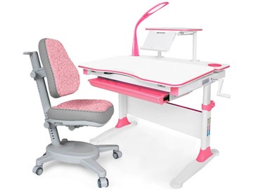 Растущая парта + стул Комплект Mealux EVO Evo-30 BL (арт. Evo-30 BL + Y-115 KBL), серый, розовый в Пензе