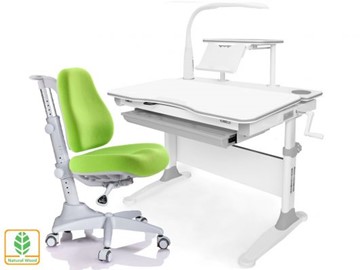 Растущая парта + стул Mealux EVO Evo-30 G (арт. Evo-30 G + Y-528 KZ) (дерево)/(стол+полка+кресло+чехол+лампа)/ белая столешница (дерево), цвет пластика серый в Пензе