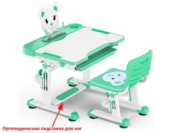 Парта растущая и стул Mealux EVO BD-04 Teddy New XL, green, зеленая в Пензе